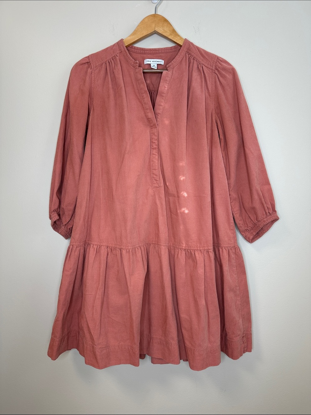 Free Assembly Tiered Mini Dress in Dusty Rose Size XS